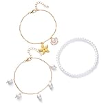 YTtkku Von Der Küste Inspiriertes Fußkettchen Für Frauen Mehrschichtig Muscheln Seesterne Perlenverzierung Leicht Verstellbarer Fußschmuck Tropisches Strandaccessoire Knöchelketten Set