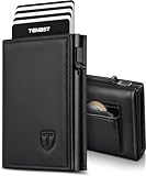 TENBST Geldbörse Herren mit RFID Schutz, Slim Wallet mit Münzfach, 10 Karten Portmonee Geldbeutel Herren, Magnetischer Wallets for Men, Kreditkartenetui Klein with Gift Box - Schwarz