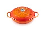 Le Creuset Signature Gusseisen Gourmet-Profitopf, Rund, Ø 30 cm, 3,5 l, Für alle Herdarten inkl. Induktion geeignet, 5,555 kg, Ofenrot, 21180300902430