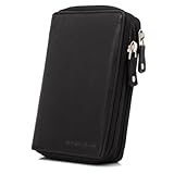 ekavale Hochwertige Damen Geldbörse aus echtem Leder, Frauen Geldbeutel mit RFID-Schutz, Großes Portemonnaie mit Reißverschluss und Viele Kartenfächer (Schwarz Soft)