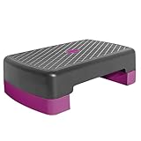 Aerobic Stepper, Stepbench Aerobic-Fitness Steppbrett, Übung Workout Schritt Plattform, For Home & Gym, Cardio, Weights, Yoga, Workout, 45x28x13cm, Dunkelgraue Farbe/Rosa