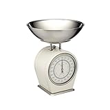 KitchenCraft Living Nostalgia Mechanische Küchenwaage, Vintage inspirierte traditionelle Waage, Zubehör zum Backen und Kochen, 4 kg (8 lbs) - Antike Creme