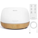 ASAKUKI Aroma Diffuser 300ml, Diffuser für Ätherische Öle mit Fernbedienung, Aromatherapie-Diffuser mit Timer, 7 Farben LED-Licht, Automatische Wasserlose Abschaltung