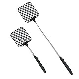 2 Stück Fliegenklatsche Ausziehbar, Insektenklatsche Mit Edelstahl Griff, Fliegenklatsche Stabil, Stabil Manuelle Teleskop Fliegenklasche, Für Verwendet, Um Fliegen, Wespen Usw (Schwarz)