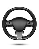 Shademax Passgenau für Wildleder-Lenkradbezug Tesla Model Y/Modell 3/ Modell S/Modell X Auto Radschutz Tesla Zubehör 2 Stück (schwarz)