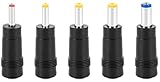 Poppstar Universal Netzteil Hohlstecker-Adapter (AC DC Stecker-Set 5.5x2.5mm Buchse auf 5.5x2.1, 5.5x1.7, 4.8x1.7, 4.0x1.7, 3.5x1.35 Stecker), Set aus fünf Adaptern