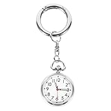 Taschenuhr mit Keychain Hängende Arzt Watch Quarz Bewegung Krankenschwestern Uhr Revers Uhren für Doktorkrankenschwester Einfach zu Lesen Silber