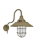 Licht-Erlebnisse Außenleuchte Wand Messing Glas E27 IP44 rostfrei regenfest 44 cm hoch Maritim Wandlampe außen Gartenlaterne Schiffslampe aussen