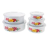iplusmile 1 Satz Stapelbaren Emaillierten Schalen mit Deckel Praktische Aufbewahrung für Obst und Suppen Design für Küche für Kleine Räume