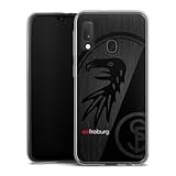 Silikon Hülle kompatibel mit Samsung Galaxy A20e Case transparent Handyhülle SC Freiburg Offizielles Lizenzprodukt Metallic Look