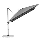 Schneider Ampelschirm TAVO 400 x 300 cm – UV-Schutz, 360° drehbar, neigbar, air-vent, lichtecht, wasserabweisend, inkl. Plattenständer & Schutzhülle – anthrazit/natur (anthrazit)