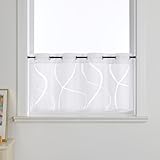 Joyswahl Ausbrenner Scheibengardinen Modern »Berta« Küchengardinen Transparent Bistrogardine mit Ösen Kurzstores Wohnzimmer Weiß HxB 45x120cm 1er Pack