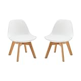 LuxNook 2er Set Kinderstühle mit Holzbeinen, Stabile Kinderstühle mit Rückenlehne für Kinderzimmer, 1-6 Jahre Kinder, PP+PU (weiß)
