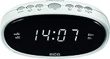 ECG RB 010 White Radiowecker – FM Tuner; 10 Vorwahlen; Digitale Uhr/Wecker; Wecken durch Radio/Wecker; Funktion aufgehobene Weckzeit; Ausschalt-Timer Weiß, 1