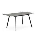 B&D home Esstisch SVANTJE | ausziehbar 120-160x80 cm 4-6 Personen Küchentisch Holztisch mit Metallgestell für Esszimmer, Küche | skandinavisch modern Design | Beton Optik, 11201-BETO