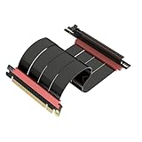 LINKUP - AVA5 PCIE 5.0 Riser-Kabel | RTX5090 RX9070 GPU Bereit | x16 128GB/s Geschwindigkeit | PCIe 4.0 & WRX80/WRX90E Kompatibel | Rechter Winkel, Schwarz 20cm (Gesamtlänge 24cm)