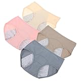 NIYANGLE 4 Stück Teiliges Damen Periodenunterwäsche Baumwolle Atmungsaktiv Auslaufsicher Mittelhoch Sitzend für Starke Menstruationsblutung XXL Grün Blau Rosa Haut