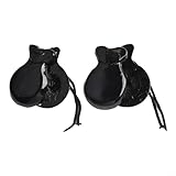 Flamenco-Kastagnetten-Set aus Holz mit 2 Paaren Hand-Percussion-Instrumenten für Erwachsene und Anfänger, glattes Massivholz, für Tanzkurse, Bühnenauftritte, Praxis (schwarz)