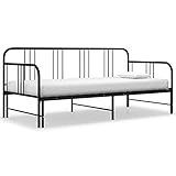 vidaXL Ausziehbett Sofabett Ausziehsofa Bettgestell Tagesbett Schlafsofa Gästebett Bett Metallbett Bettsofa Sofa Couch Schwarz Metall 90x200cm