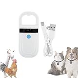 Gugxiom Chiplesegerät für Tiere, 134,2Khz/125Khz RFID-Lesegerät mit OLED-Display, Chiplesegerät für Hunde für FDX B (ISO11784/11785) und EMID-Mikrochips mit Alarm bei schwacher Batterie