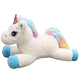 Georgie Porgy Plüsch Einhorn Farbblock Teddy Kuscheltier Tier Plüschtier für Kleinkind Kinder (15 '' Einhorn Weiß)