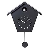 Cuco Clock Kuckucksuhr SCHWARZWALDHAUS 25 x 28,5 x 12cm, Pendeluhr Wanduhr, Moderne Schwarzwalduhr, Pendeluhr mit Nachtruhefunktion, Vogelgezwitscher, Vogelstimme