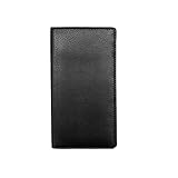 ili New York - Scheckbuchhülle aus Leder – Schwarz – Weiches, glattes Leder Scheckbuchhülle mit RFID-blockierendem Futter, Ausweisfenster, Kartenfächern und Stifthalter