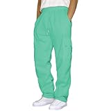 Herren-Jogginghose mit offener Unterseite, offener Saum, Cargo-Sweathose, leger, hohe Taille, reißfeste Hose, lässig, Sport, Trainingshose, Fitnessstudio, Sporthose, gerades Bein