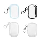 SKISUNO 4 Stück Transparente PVC Sammeltasche mit Schlüsselanhänger Wasserfeste Kleine Aufbewahrungstasche für Puppen und Plüschtiere Tragbare Quadratische für Unterwegs