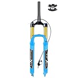 MESOVFCA 26/27,5/29 Federweg 140 mm MTB-Luftfedergabel 1 1/8 konisches Rohr, Rückpralleinstellung QR 9 mm manuelle/Fernverriegelung XC AM Mountainbike-Vorderradgabel (Blaue Fernverriegelung, 29)
