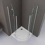 DOOLEEWEE 90x90cm Runddusche Duschkabine mit 4 - teiliger Drehtür - 183cm Höhe, aus 5 mm durchsichtigem ESG - Sicherheitsglas