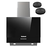 Karienvir Dunstabzugshaube seitlich saugend 60cm Edelstahl 430-500 m³/h Saugleistung, A++ Energieeffizienz,LED-Beleuchtung mit Drucksteuerung