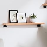 WRJENFSC Wandregal Hellbraun 60x10x2 cm Massivholz Eiche Behandelt Schwebendes Regal Gewürzregal Wand Regale Pflanzenregal für Küche Wohnzimmer Schlafzimmer Badezimmer