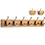 LARHN Garderobenhaken Holz - Garderobenleiste Holz mit 6 Haken in Schwarz - 59 cm - Kleiderhaken Wand - Wandgarderobe für Flure, Garderoben, Schlafzimmer und Badezimmer