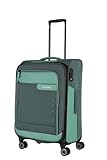 Travelite 4-Rad Koffer Größe M Weichschale aus recyceltem Material, Gepäck Serie VIIA: Trolley mit Dehnfalte + Kantenschutz, 67 cm, 70-80 Liter