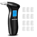 YRHWS Alkoholtester, Alkoholmessgeräte Polizeigenau mit 12 Mundstücken, Alkoholtester Promillemessgerät Professioneller Alkohol Tester mit LCD Bildschirm und Halbleiter Sensorik