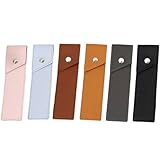 YISENJEE Füller Etui Stiftetasche Aus Leder Mit Knöpfen, Quadratisch, Einfarbig, Einzelne Unterschrift, Stiftschutztasche, Stifthülle – 6Er-Pack