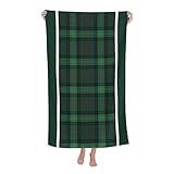 Mikrofaser Strandtuch Ross Tartan Grün Schottenkaro Pool Badetuch Leicht Fitnesshandtuch Schnell Trocknendes Mikrofaser Handtücher, Für Schwimmbad, Schwimmen, Reise, 80x130cm