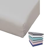 Bierbaum Biber Spannbettlaken Baumwolle 100x200 cm Weiß Grau Blau Rosa Türkis Silber Flieder Grün Taupe Rundgummi, Farbe:Taupe