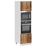 Hoopleep Lucca Herdumbauschrank 2er-Set, Altholz-Optik Holzwerkstoff, 60x57x207 cm, verstellbare Füße, Küchenschrank für Ofen und Mikrowelle, platzsparende Aufbewahrung, langlebig