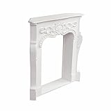 Loberon Kaminkonsole Emporia - Deko aus Lasiertem Tannenholz - Detaillierte Ornamente aus Polyresin - Handgefertigt - Landhausstil, weiß