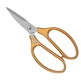 STOBAZA Küchenschere aus Starke Geflügelschere mit Sägezahnlade Ergonomischer Rutschfester Griff Multifunktionale Lebensmittel Schere für Schneiden und Fischschuppenentfernung Goldfarben