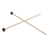 AOWINHIT Glockenspiel-Schlägel, Xylophon-Schlägel, Glockenschlägel, Gummikopf, Massivholzgriff, 16,5 Zoll Lange Percussion-Schlägel für Bühnenauftritte, Musikaufnahmen, Holzfarbe