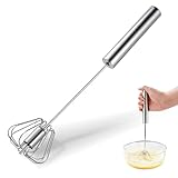 Sibba Halbautomatischer Schneebesen Edelstahl 12 Zoll Handschneebesen Rührbesen für Mischen Stainless Steel Whisk Küche Aufschäumen Rühren Quirl Schlagen Küchengerät Kochen Cremiger Kaffee Eiermilch