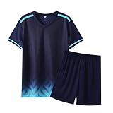 Fiohiros Fußballtrikot Kinder Set Sport, Schnell Trocknende Sportsachen Trikot für Kinder, Fussball Trikot Set Trainingsanzug Shorts und T-Shirt (Blau, 6-7 Jahre)