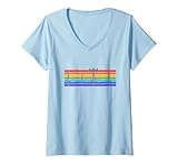 Damen Rennrad Herzschlag Kardiogramm Regenbogen Pride Radsport T-Shirt mit V-Ausschnitt