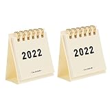 Ciieeo 2 Stück 2022 2022 Mini-tischkalender Minikalender 2022 Querkalender 2022 Mini Aufstehen Kalender 2022 Tisch Kalender 2022 Tragbare Kalender Zeitpläne Papier Weiß Student