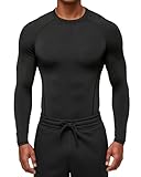 BOOJO Kompressionsshirt für Herren, langärmelig, für Workout, Unterhemd, Schwarzes Meer, L