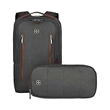 WENGER CityUpgrade Laptop-Rucksack mit Umhängetasche, Notebook bis 16 Zoll, Tablet bis 12 Zoll, 15 l, Damen Herren, Business Uni Schule Reisen, Grau, 606489