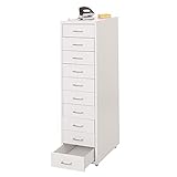 Mendler Rollcontainer Boston T851, Schubladenschrank Stahlschrank, 110x28x41cm 10 Schubladen - weiß